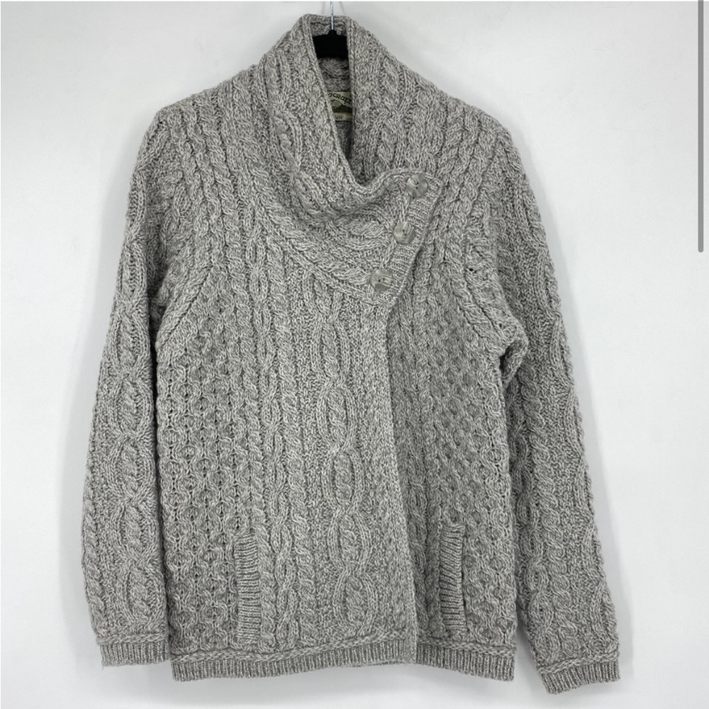 🚫Sold| Arancrafts Merino Wool Irish Cable Knit Sweater Cartagena Size M
